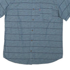 LEVI'S Mens Blue & Navy Striped Casual Shirt L Button Short Sleeve Cotton Blend