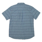 LEVI'S Mens Blue & Navy Striped Casual Shirt L Button Short Sleeve Cotton Blend