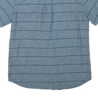 LEVI'S Mens Blue & Navy Striped Casual Shirt L Button Short Sleeve Cotton Blend