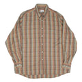 LACOSTE Mens Beige & Orange Check Shirt 2XL Cotton Blend Casual Wear