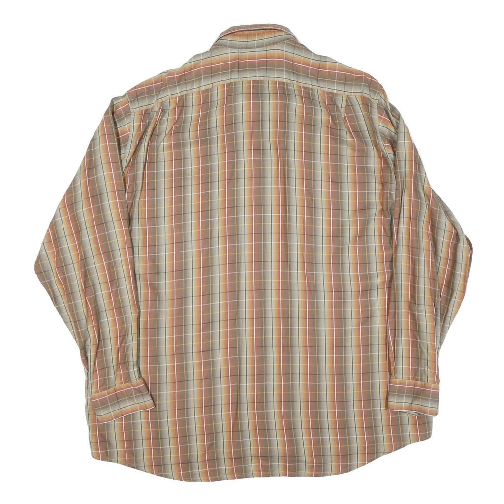 LACOSTE Mens Beige & Orange Check Shirt 2XL Cotton Blend Casual Wear