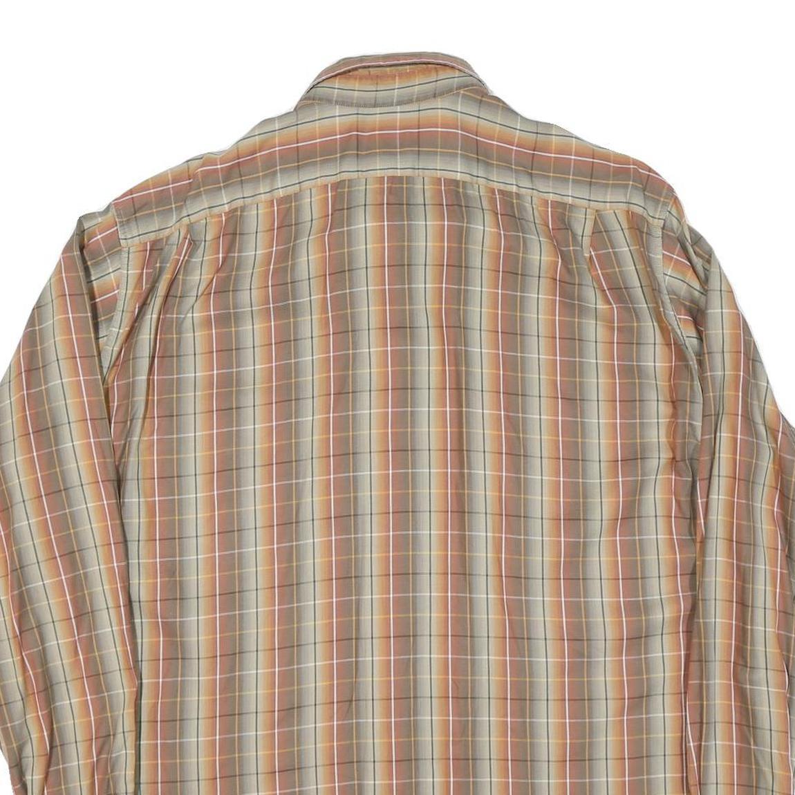 LACOSTE Mens Beige & Orange Check Shirt 2XL Cotton Blend Casual Wear