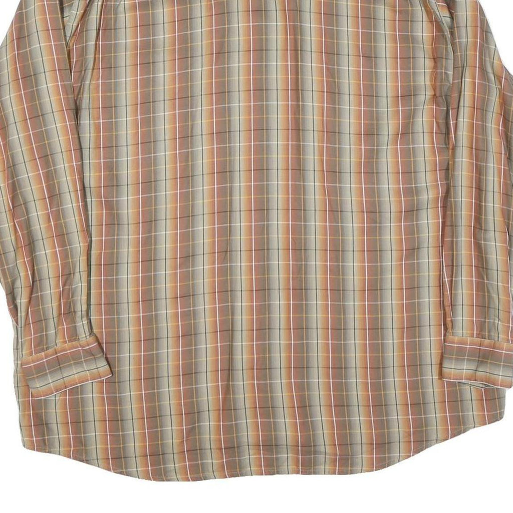 LACOSTE Mens Beige & Orange Check Shirt 2XL Cotton Blend Casual Wear
