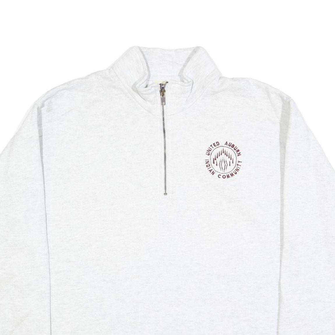 LEE Mens White 1/4 Zip Sweatshirt M Cotton Blend Casual Pullover