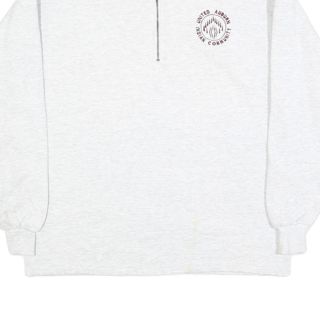 LEE Mens White 1/4 Zip Sweatshirt M Cotton Blend Casual Pullover