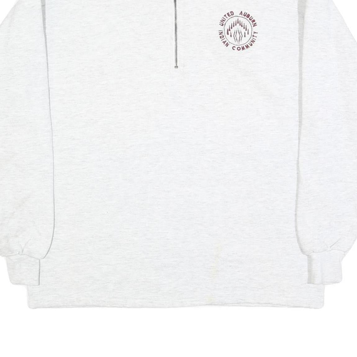 LEE Mens White 1/4 Zip Sweatshirt M Cotton Blend Casual Pullover