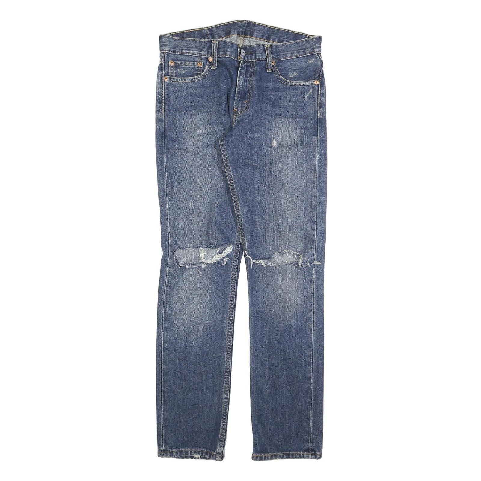 LEVI'S 511 Slim Mens Jeans Blue Slim Straight Denim Medium W30 L32 Distressed