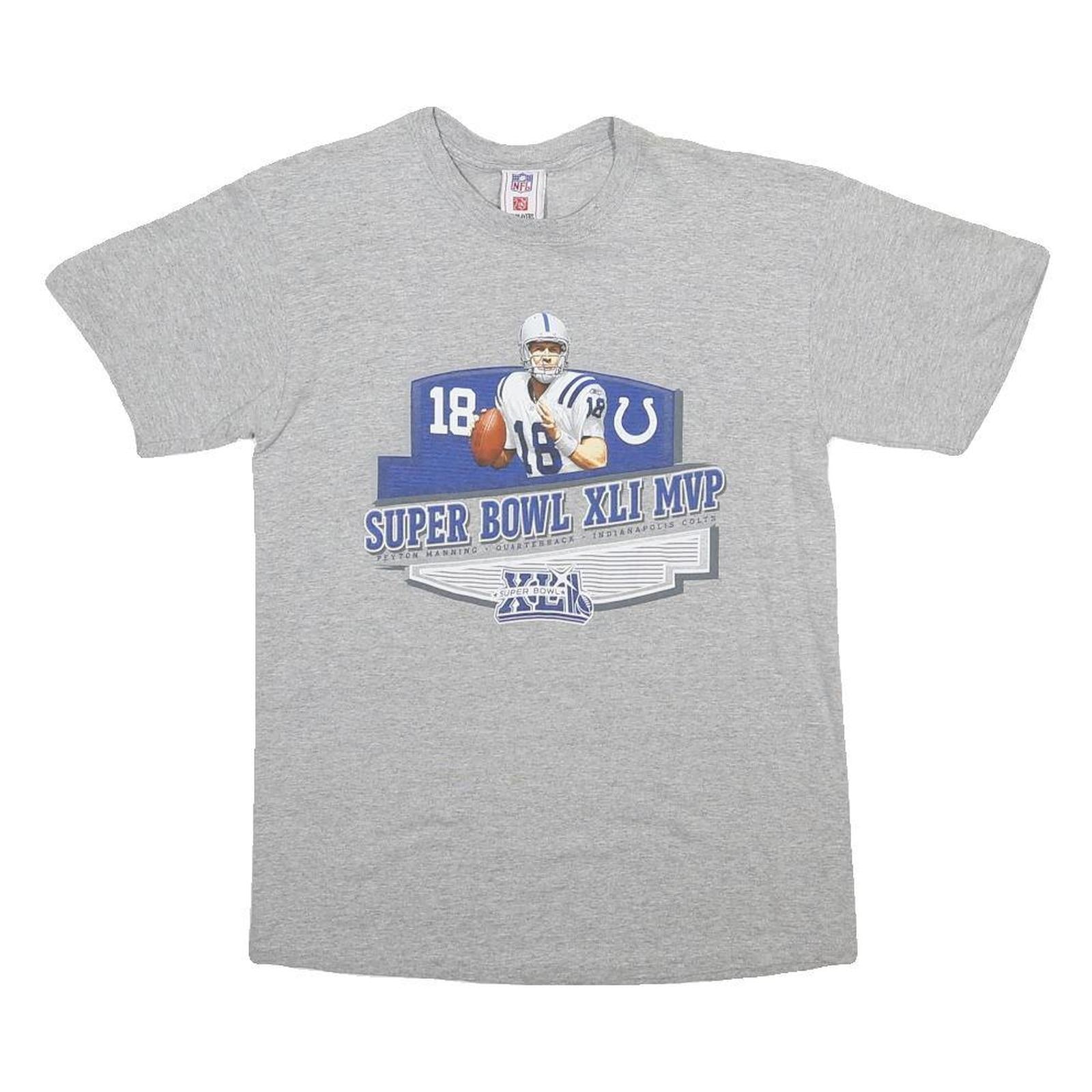 NFL Mens Grey Super Bowl XLI MVP T-Shirt M Short Sleeve Crew Neck Peyton Manning