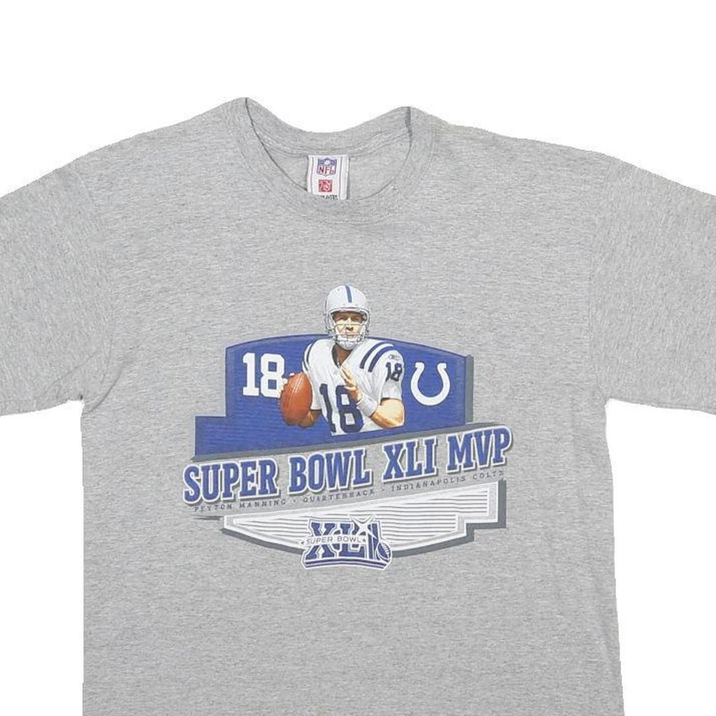 NFL Mens Grey Super Bowl XLI MVP T-Shirt M Short Sleeve Crew Neck Peyton Manning
