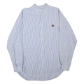 RALPH LAUREN Mens Blue Striped Cotton Blend Shirt XL Classic Button-Down Casual
