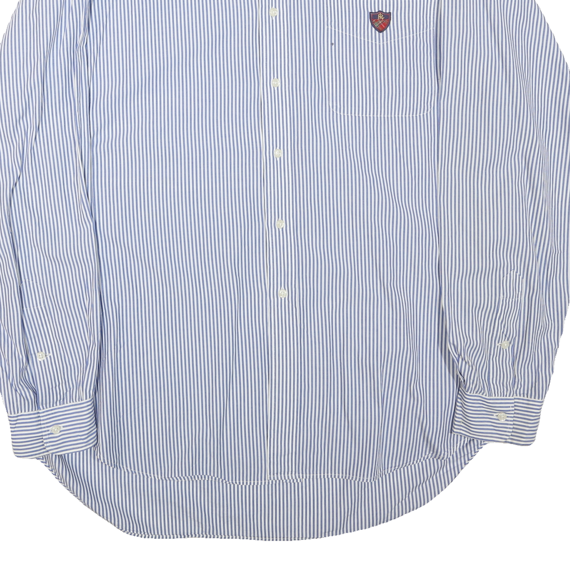 RALPH LAUREN Mens Blue Striped Cotton Blend Shirt XL Classic Button-Down Casual