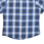 WRANGLER Mens Blue Check Shirt L Western Style Short Sleeve Cotton Blend