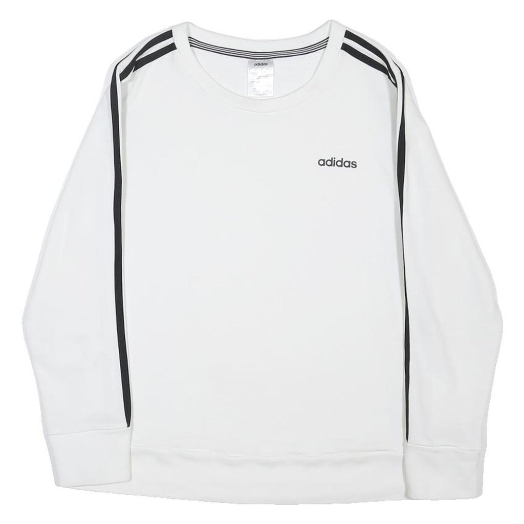 ADIDAS Womens White & Black Sweatshirt Crew Neck M Cotton Blend Casual
