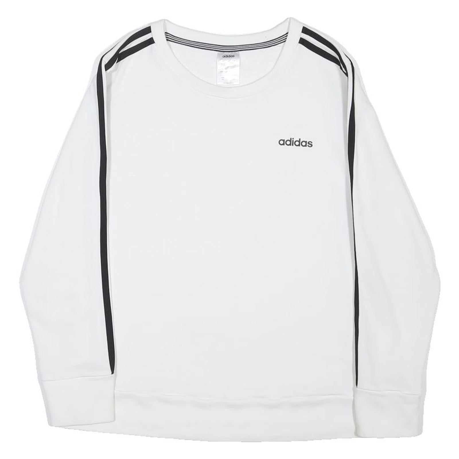 ADIDAS Womens White & Black Sweatshirt Crew Neck M Cotton Blend Casual