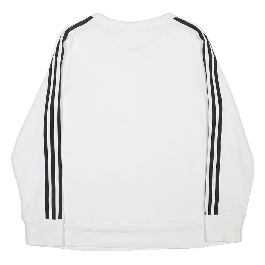 ADIDAS Womens White & Black Sweatshirt Crew Neck M Cotton Blend Casual