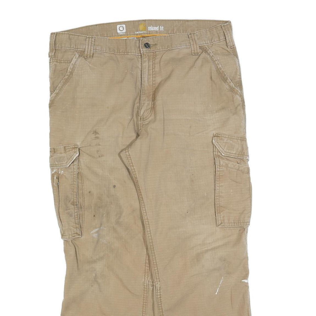 CARHARTT Mens Cotton Blend Beige Regular Fit Straight Leg Trousers W38 L29
