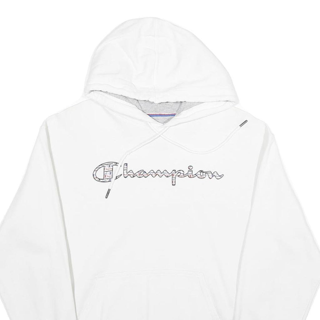 CHAMPION Mens White Hoodie M Classic Pullover Cotton Blend Drawstring Hood