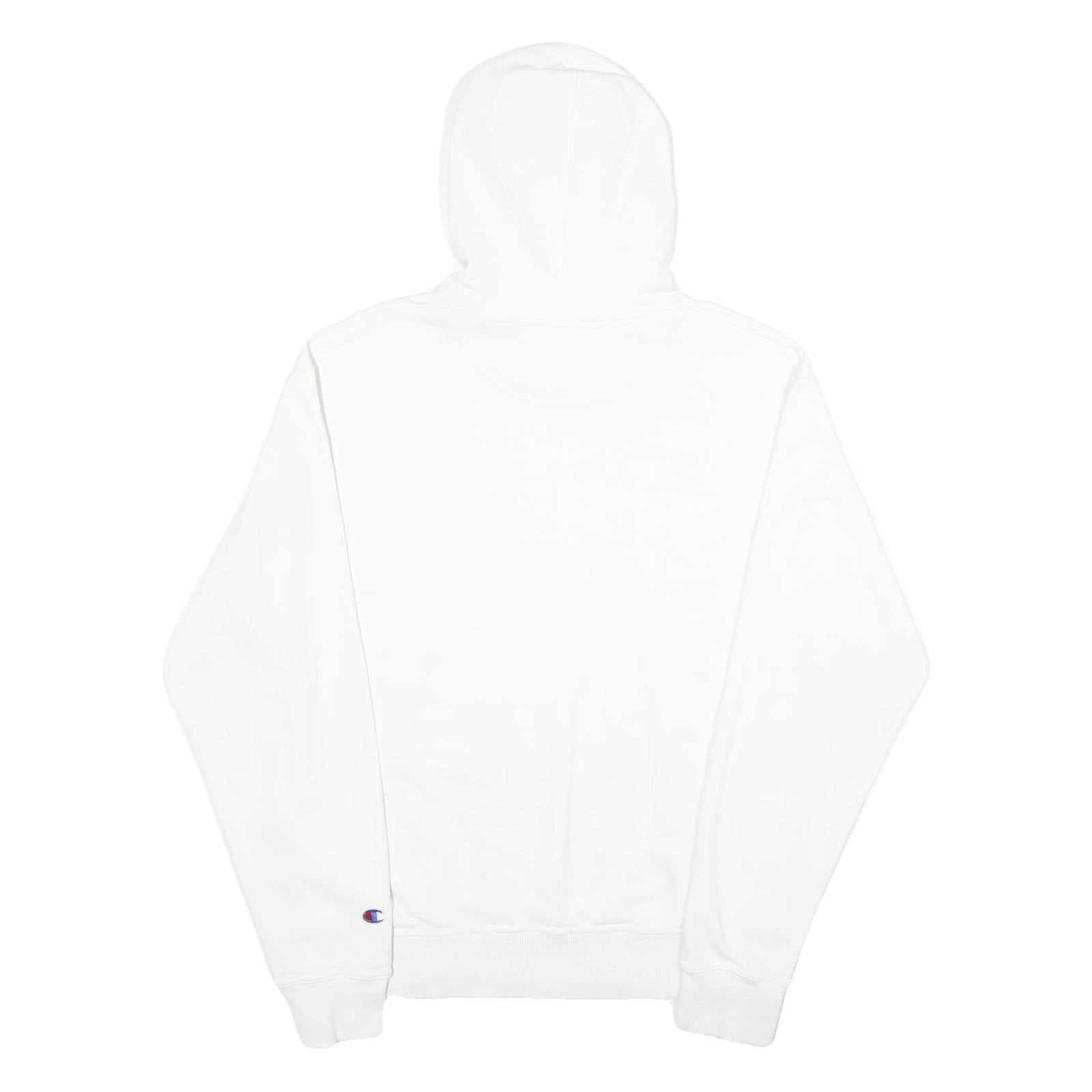 CHAMPION Mens White Hoodie M Classic Pullover Cotton Blend Drawstring Hood