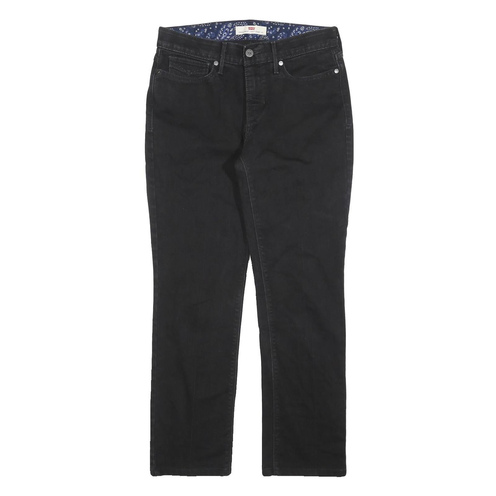 LEVI'S 525 Womens Jeans Black Regular Straight Denim W30 L29 Stylish Classic Zip