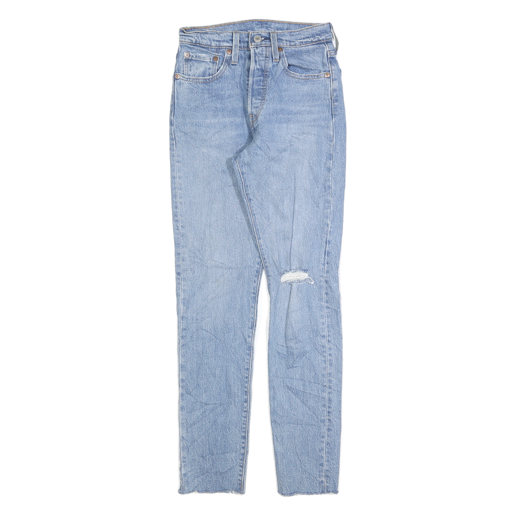 LEVI'S 501S Womens Jeans Blue Slim Skinny Denim Light W24 L30 Distressed