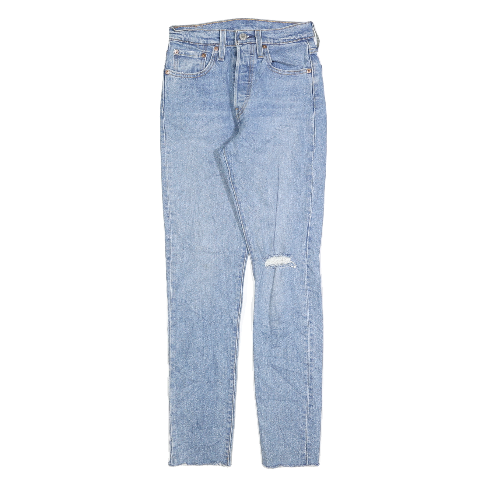 LEVI'S 501S Womens Jeans Blue Slim Skinny Denim Light W24 L30 Distressed
