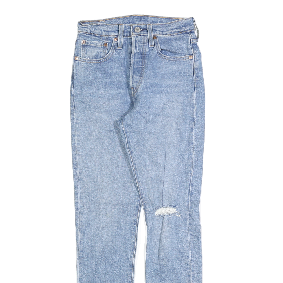 LEVI'S 501S Womens Jeans Blue Slim Skinny Denim Light W24 L30 Distressed