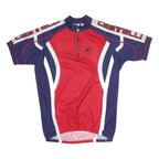 CATELLI Mens Red & Blue Cycling Jersey 2XL Short Sleeve 1/4 Zip Athletic