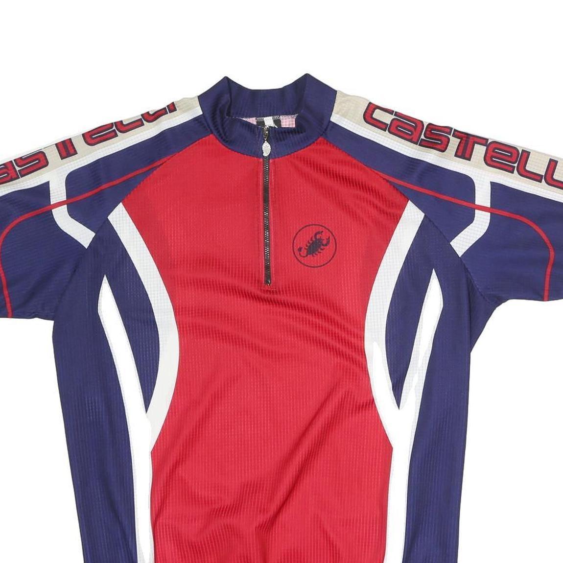 CATELLI Mens Red & Blue Cycling Jersey 2XL Short Sleeve 1/4 Zip Athletic