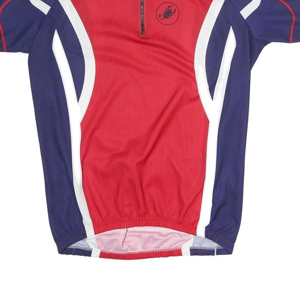 CATELLI Mens Red & Blue Cycling Jersey 2XL Short Sleeve 1/4 Zip Athletic