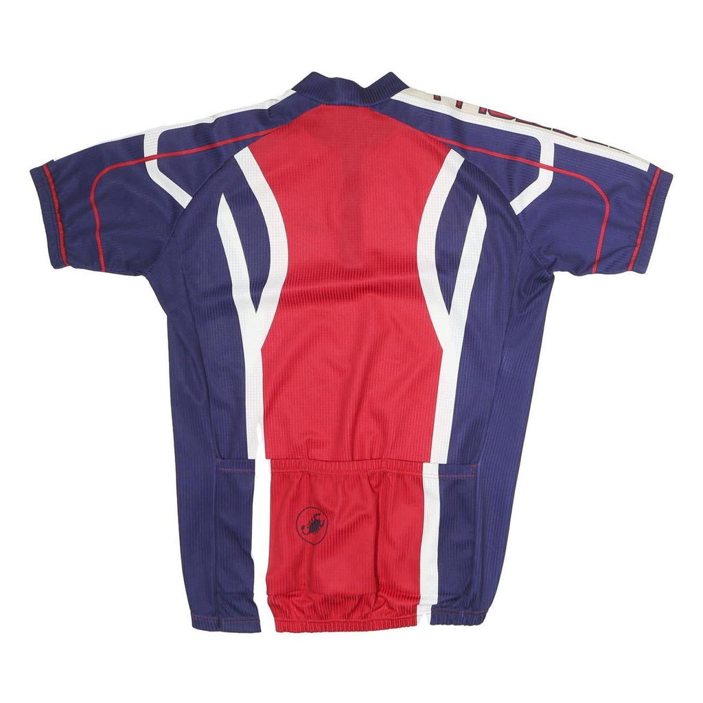 CATELLI Mens Red & Blue Cycling Jersey 2XL Short Sleeve 1/4 Zip Athletic