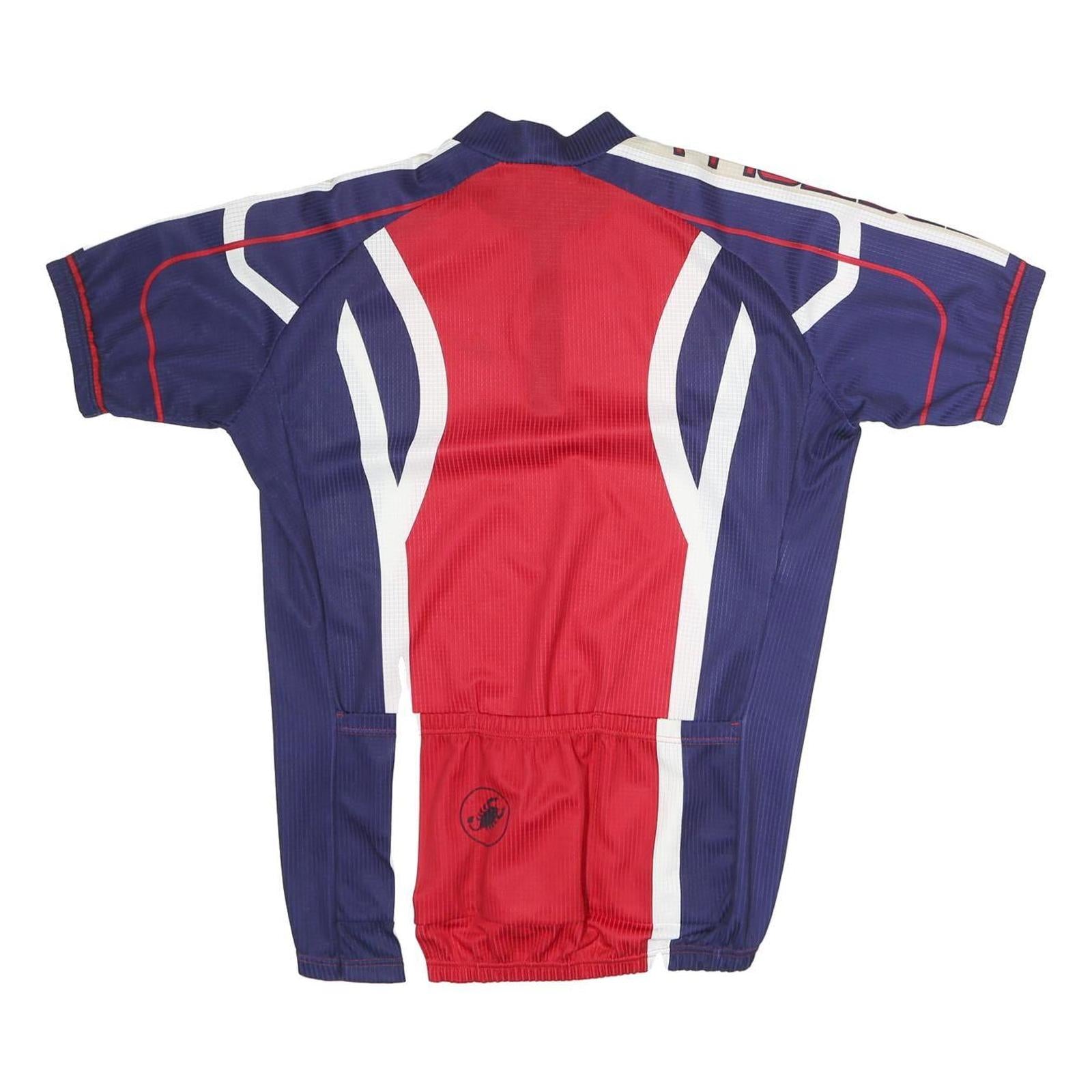 CATELLI Mens Red & Blue Cycling Jersey 2XL Short Sleeve 1/4 Zip Athletic