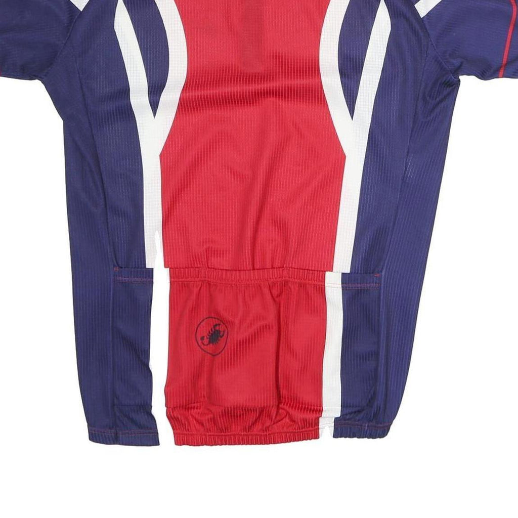 CATELLI Mens Red & Blue Cycling Jersey 2XL Short Sleeve 1/4 Zip Athletic