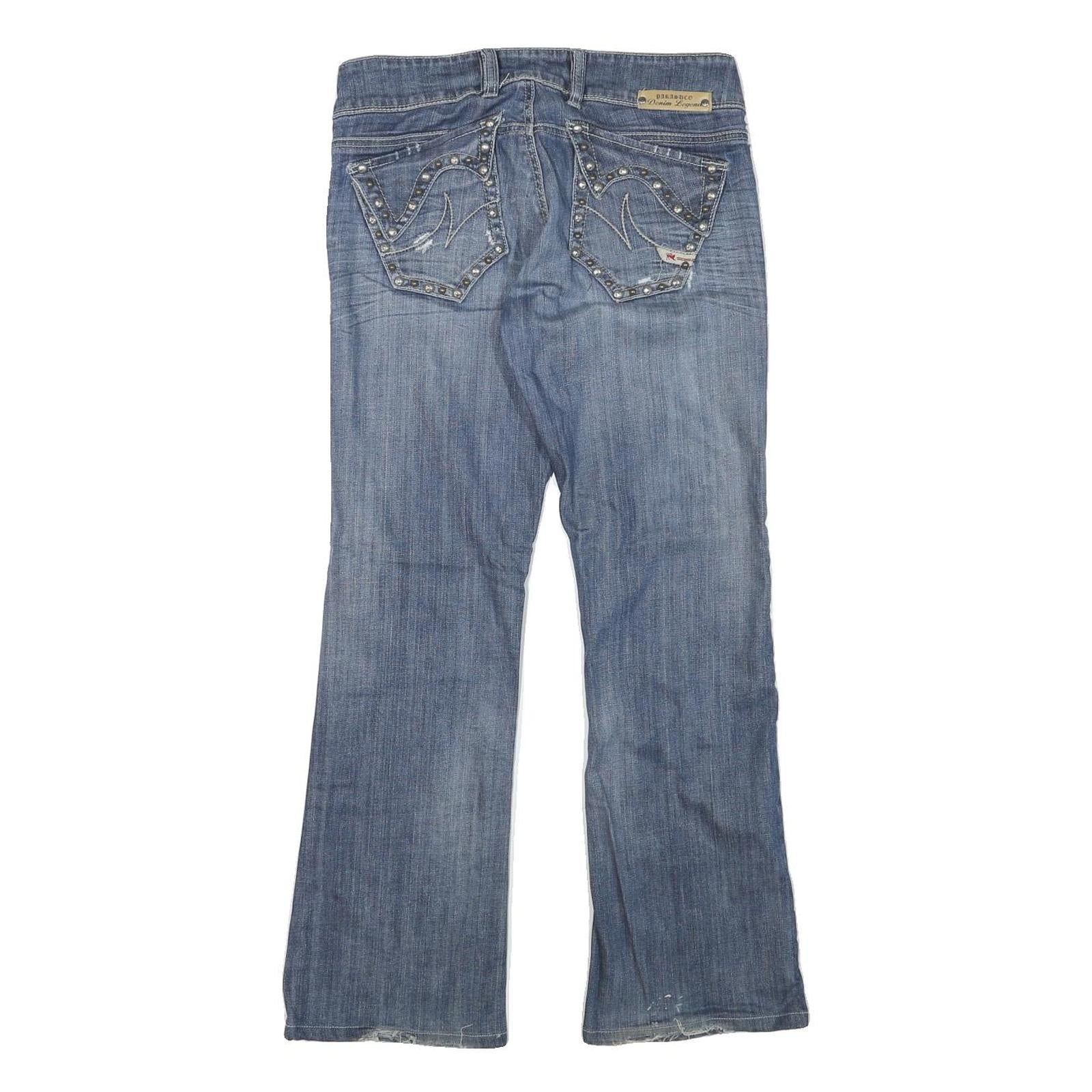 PARASUCO Womens Regular Fit Blue Bootcut Denim Stone Wash W30 L29 Studded