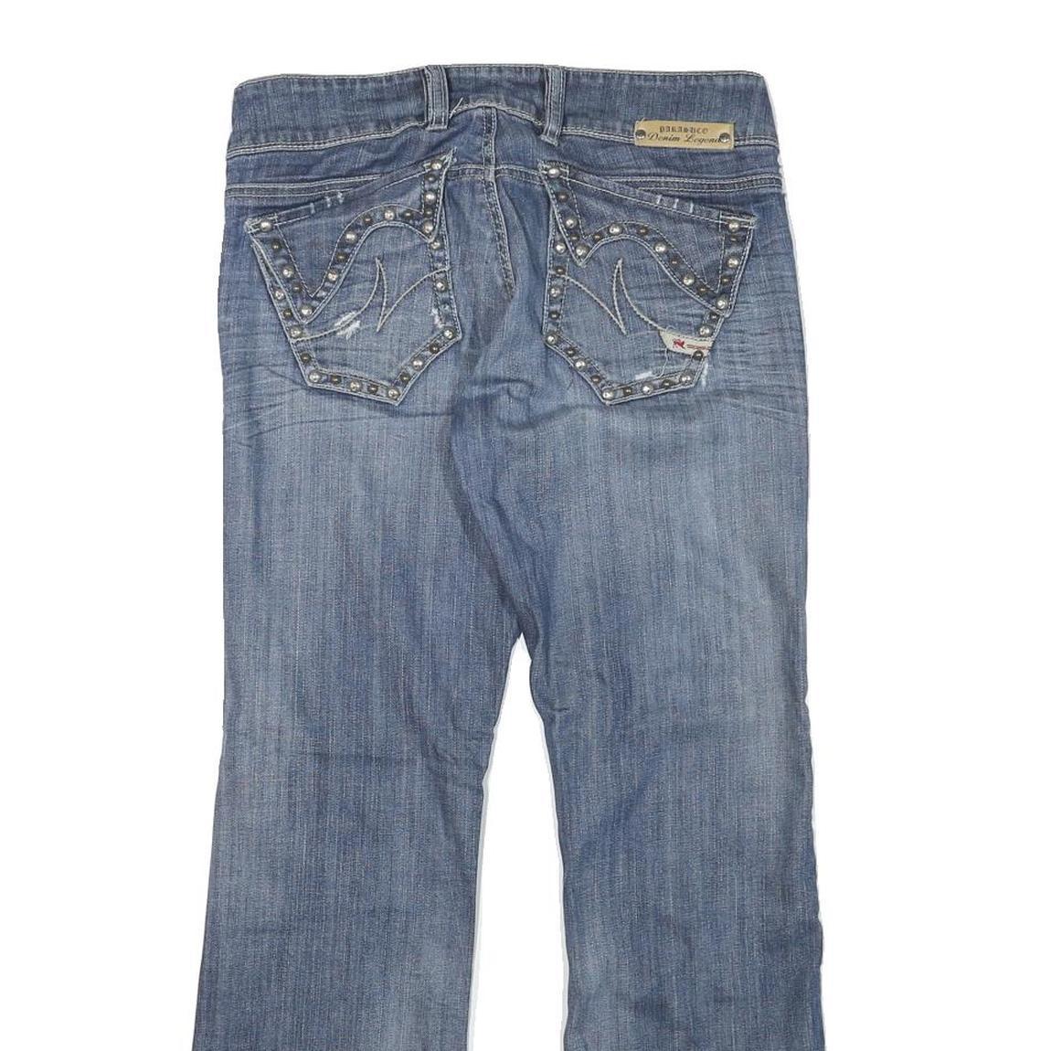 PARASUCO Womens Regular Fit Blue Bootcut Denim Stone Wash W30 L29 Studded