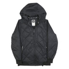 ADIDAS Womens Black Quilted Hooded Jacket UK 16 Polyester Blend Zip Casual