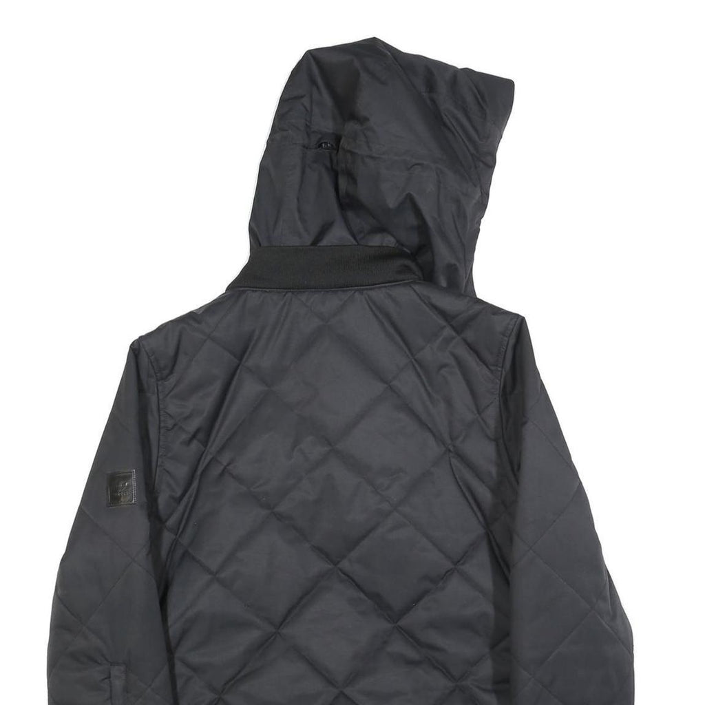 ADIDAS Womens Black Quilted Hooded Jacket UK 16 Polyester Blend Zip Casual