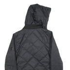 ADIDAS Womens Black Quilted Hooded Jacket UK 16 Polyester Blend Zip Casual