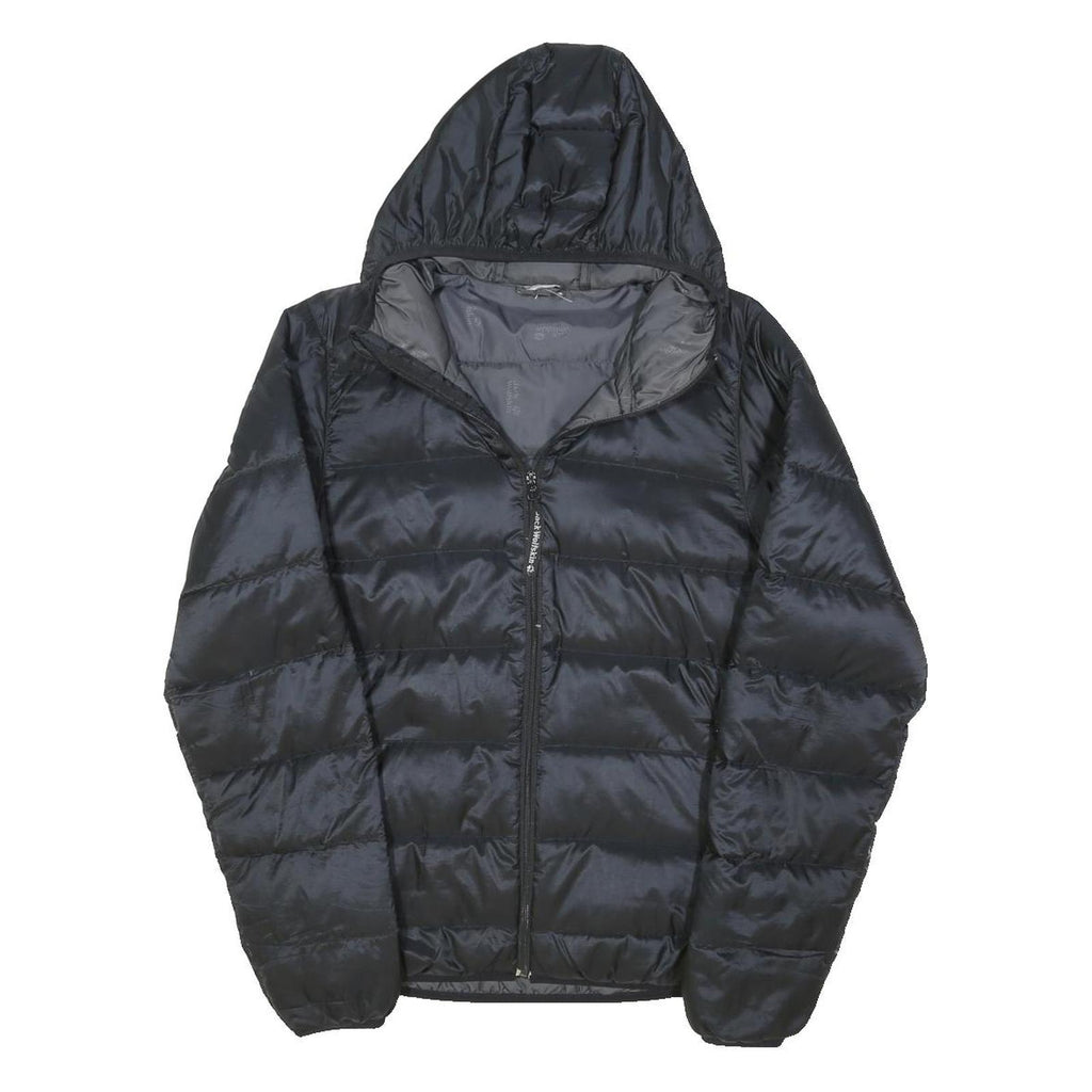JACK WOLFSKIN Womens Black Down Hooded Jacket M Shiny Lightweight Puffer Warm