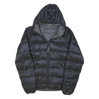 JACK WOLFSKIN Womens Black Down Hooded Jacket M Shiny Lightweight Puffer Warm
