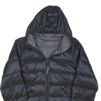 JACK WOLFSKIN Womens Black Down Hooded Jacket M Shiny Lightweight Puffer Warm