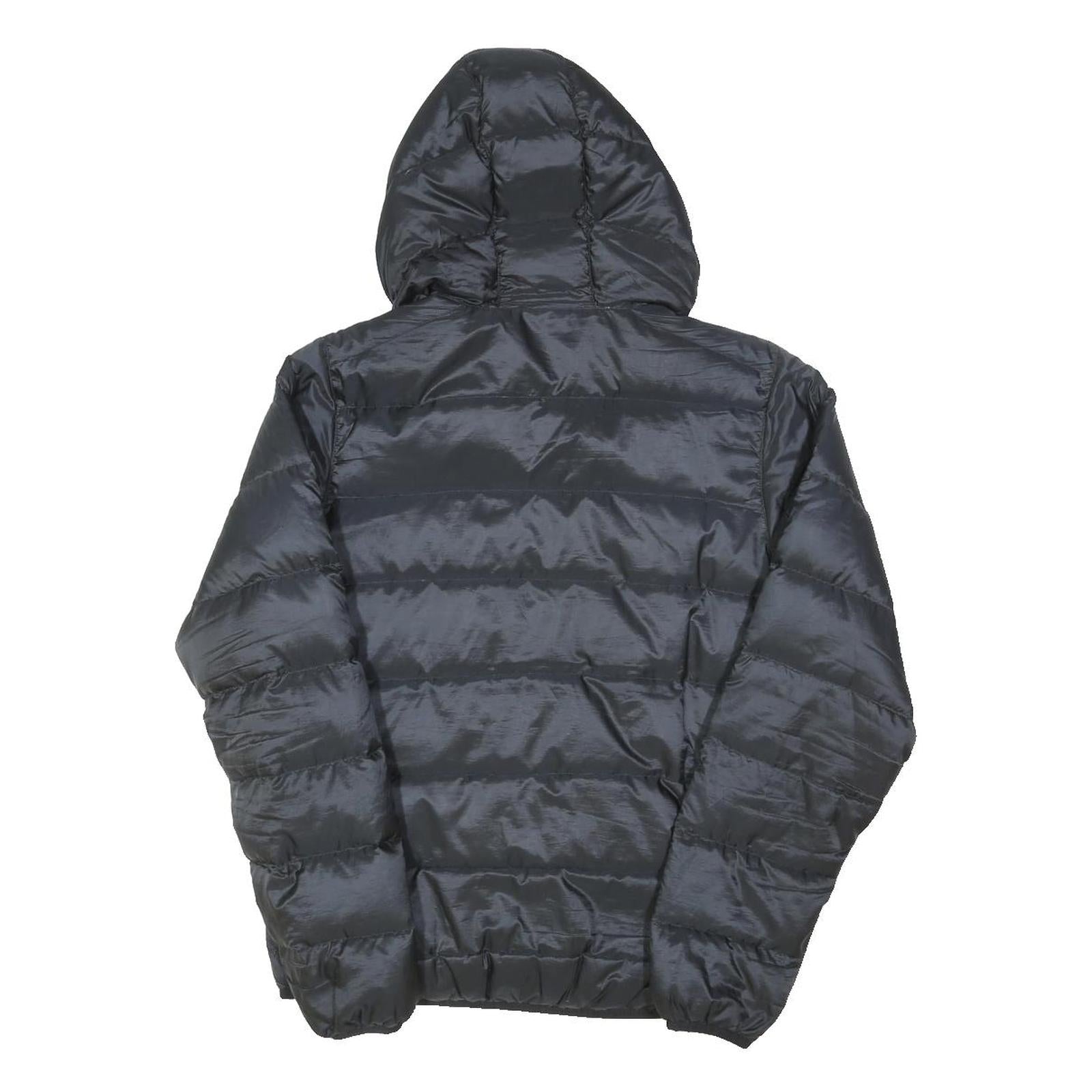 JACK WOLFSKIN Womens Black Down Hooded Jacket M Shiny Lightweight Puffer Warm