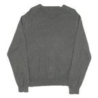POLO RALPH LAUREN Mens Grey Plain Cotton Blend V-Neck Jumper L Classic Knitwear