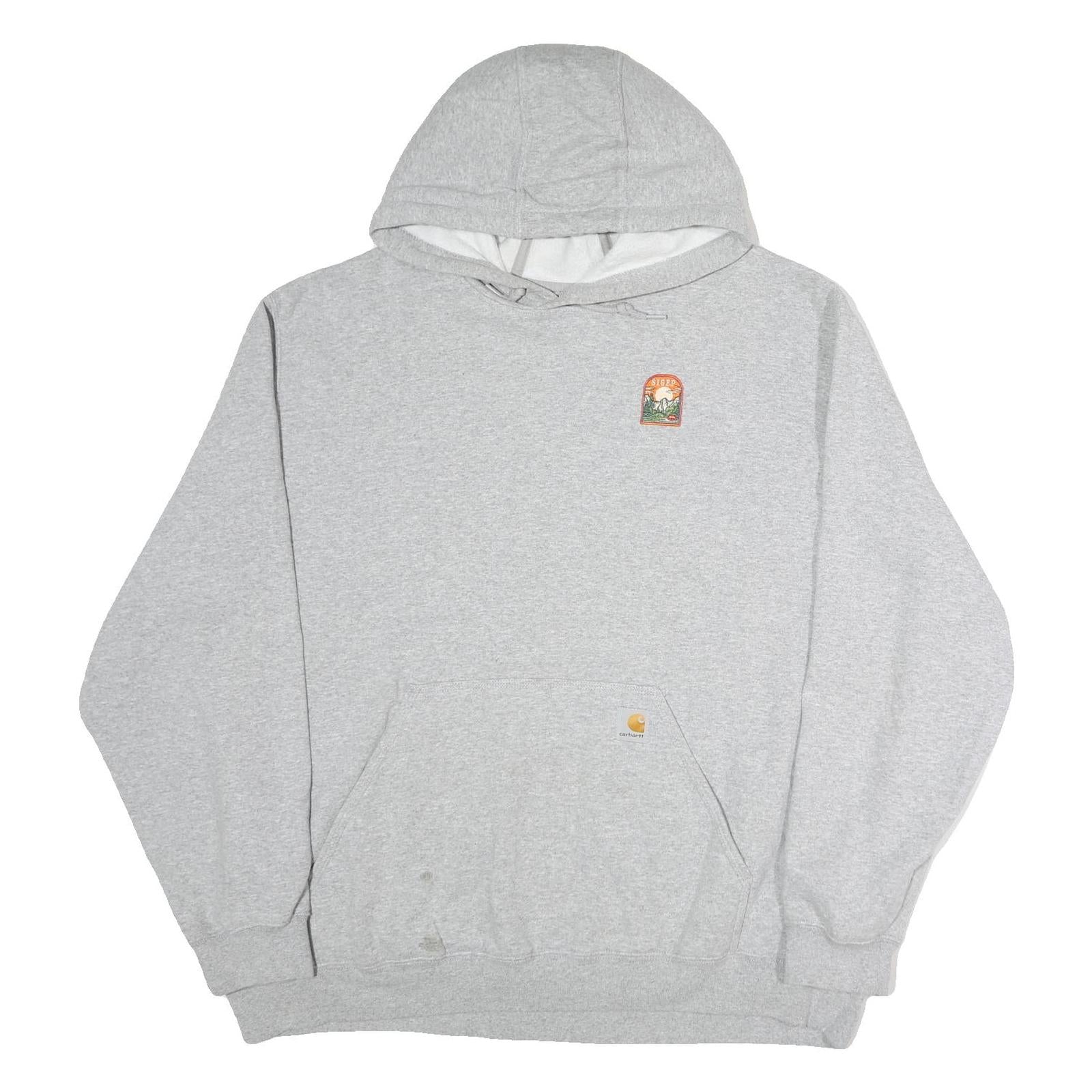 CARHARTT Mens Grey Small Logo Pullover Hoodie 2XL Cotton Casual Sweater
