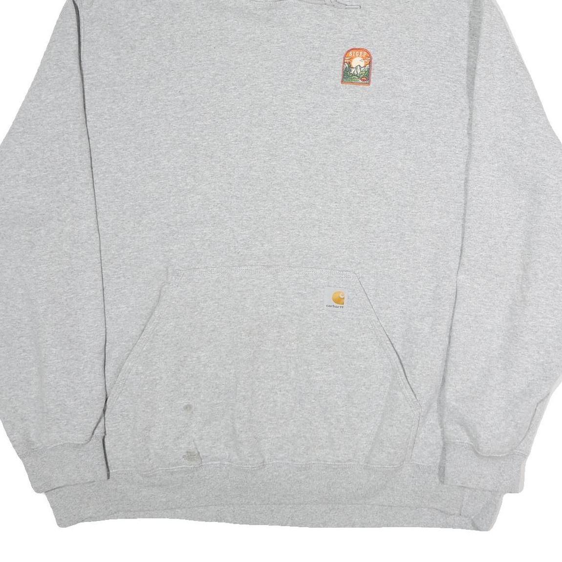 CARHARTT Mens Grey Small Logo Pullover Hoodie 2XL Cotton Casual Sweater