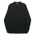 POLO RALPH LAUREN Mens Black Long Sleeve Plain M Cotton Blend Polo Shirt Classic