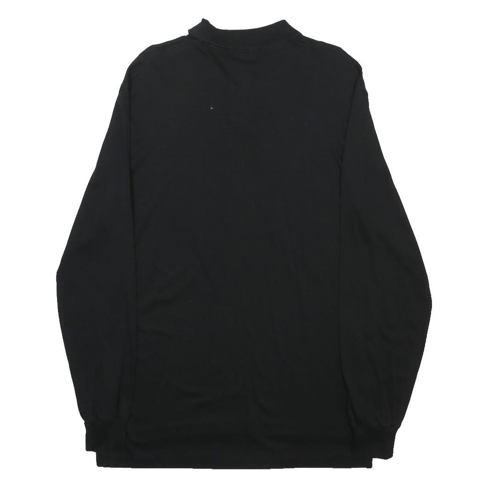 POLO RALPH LAUREN Mens Black Long Sleeve Plain M Cotton Blend Polo Shirt Classic