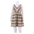 J.CREW Womens Skater Dress Gold Striped Sleeveless Short S