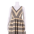 J.CREW Womens Skater Dress Gold Striped Sleeveless Short S