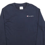 CHAMPION Mens Navy Blue Sweatshirt Crew Neck L Cotton Blend Pullover Logo