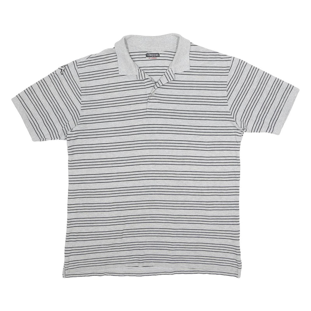 KAPPA Mens Grey & Black Striped Short Sleeve Polo Shirt XL Cotton Blend Casual